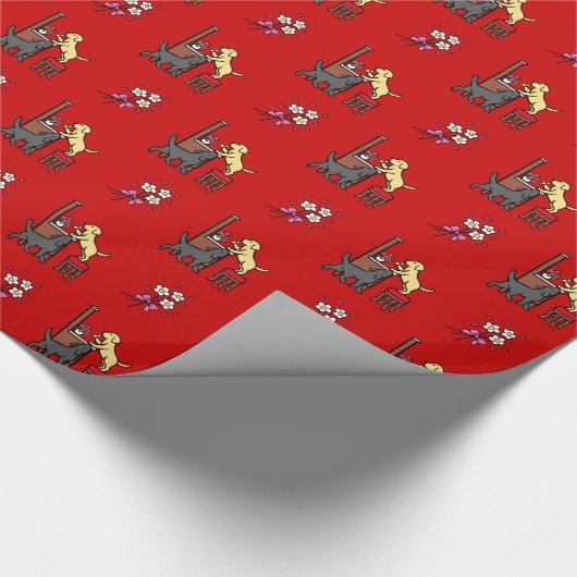 Mama Gelbe Labrador und Black Lab Welpe Duo Geschenkpapier (Ecke)