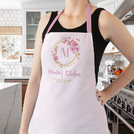 Mama Geschenk Dusty Pink Wildblumen Gold Monogramm Schürze