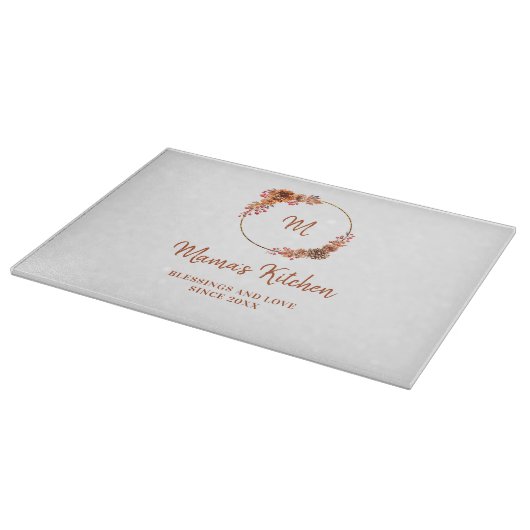 Mama Geschenk Erntedank Harvest Gold Wreath Monogr Schneidebrett (Ecke)
