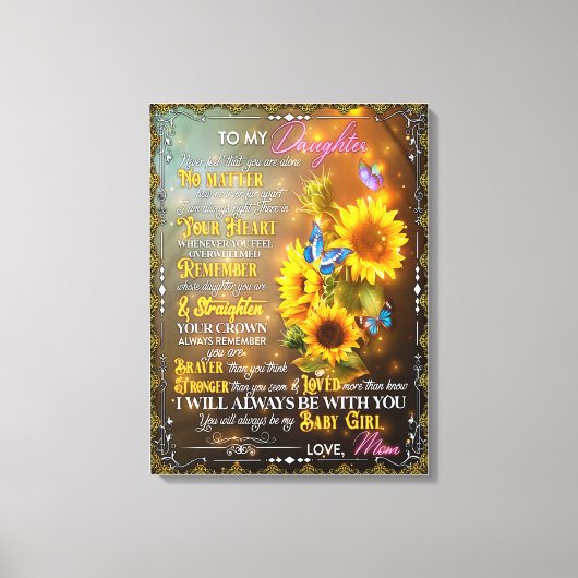 Mama Geschenk für Ihre Tochter Blanket Sonnenblume Leinwanddruck (Vorderseite)