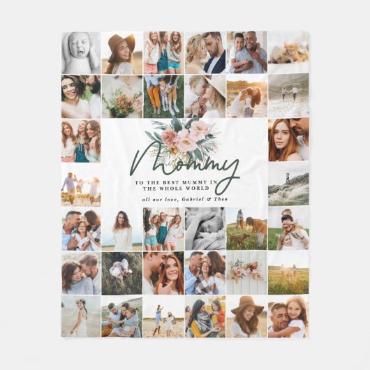 Mama Geschenk Multi-Foto schöne Blumen Fleecedecke (Vorderseite)
