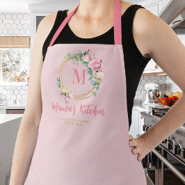 Mama Geschenk Rosa Rosa Rose Gold Monogramm Blüten Schürze