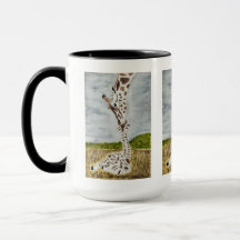 Mama Giraffe Kissing Calf Originale Kunst
