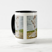 Mama Giraffe Kissing Calf Originale Kunst Tasse (Vorderseite Links)