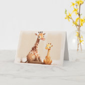 Mama Giraffe mit Baby Karte (Gelbe Blume)