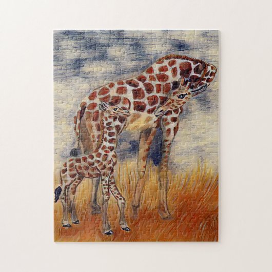 Mama Giraffe 🦒 und Baby Puzzle (Vertikal)