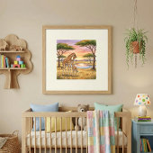 Mama-Giraffe-und-Kalb-Kinderstube Poster