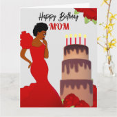 Mama Glam Rote Rosen & Cake African American Karte (Gelbe Blume)