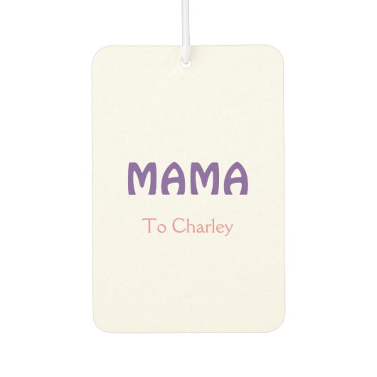 Mama glückliche Mütter Retro lila Namenstext vint Autolufterfrischer (Vorderseite)