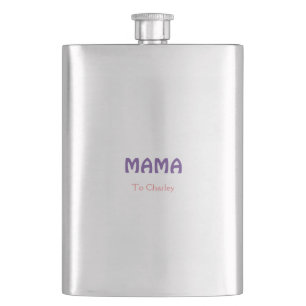 Mama glückliche Mütter Retro lila Namenstext vint Flachmann