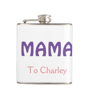 Mama glückliche Mütter Retro lila Namenstext vint Flachmann