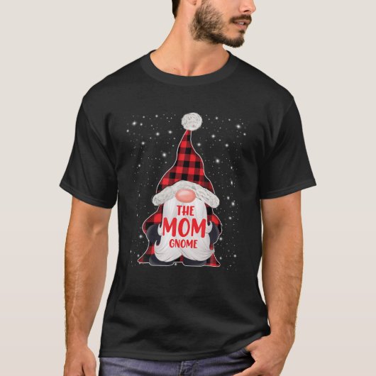 Mama Gnome Red Kariert Xmas Matching Family Group T-Shirt (Vorderseite)