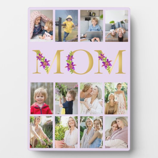 Mama Gold Blume Buchstaben 12 Vertikale FotoCollag Fotoplatte (Vorderseite)