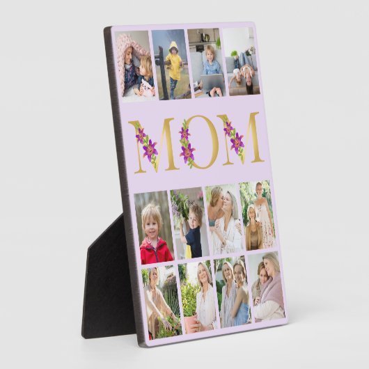 Mama Gold Blume Buchstaben 12 Vertikale FotoCollag Fotoplatte (Seite)