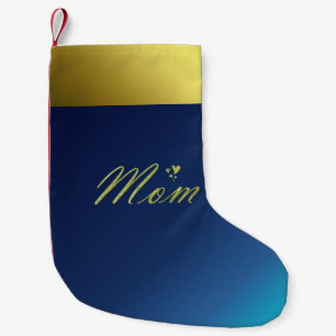 Mama golden text in blue Weihnachten Strumpf Kleiner Weihnachtsstrumpf
