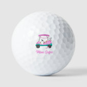 Mama Golfer Pink Polka Dot Cart Golfball (Vorderseite)