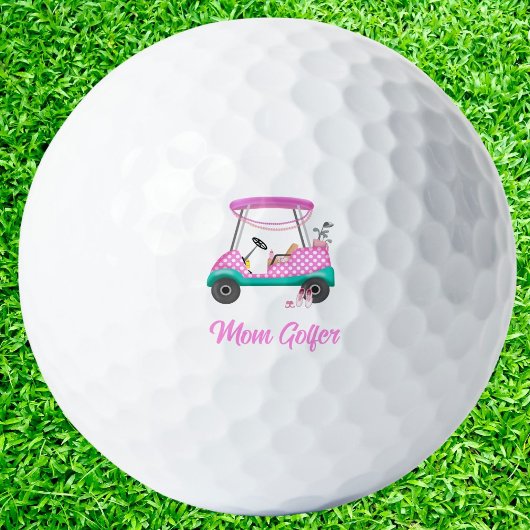 Mama Golfer Pink Polka Dot Cart Golfball