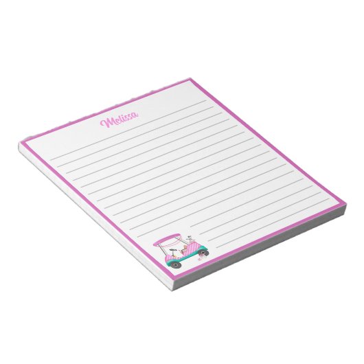 Mama Golfer Pink Polka Dot Warenname Notizblock (angewinkelt)