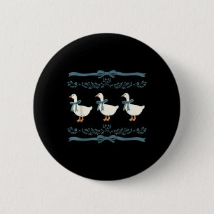 Mama Goose mit Baby Gänse Vintag Blue Ribbon Goo Button
