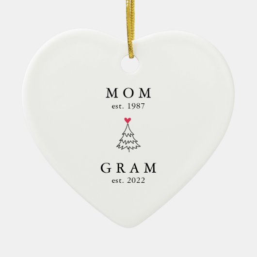 Mama | Gram Year Est. Weihnachtsschmuck Keramik (Vorne)