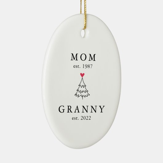 Mama | Granny Year Est. Weihnachten Keramik Ornament (Rechts)