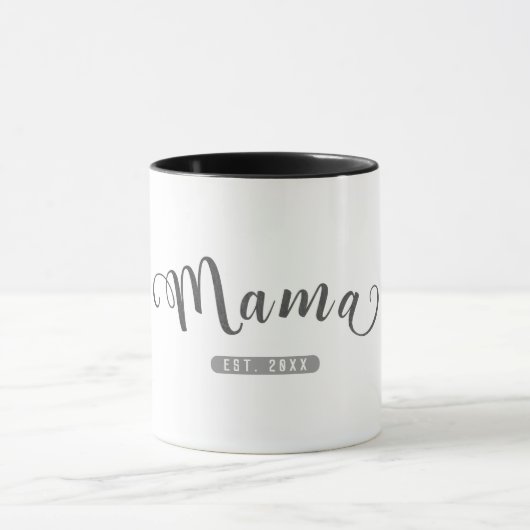 MAMA Gray Leather Est. etablierte Grafik Tasse (Zentrum)