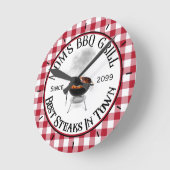 Mama GRILLEN Grill Beste Steaks in der Stadt Runde Wanduhr (Winkel)