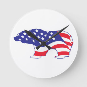 Mama Grizzlie - Grizzlybär-Uhr Runde Wanduhr