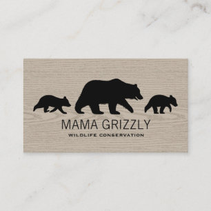 Mama Grizzly Bär mit Cubs Silhouetten Wildlife Visitenkarte