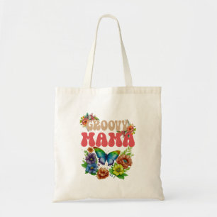 Mama Groovy Floral, Retro der Mutterschaft Tragetasche
