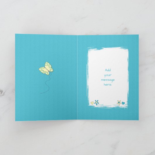 Mama grün und blau mit Schmetterlingen Gruß Karte (Innenseite)