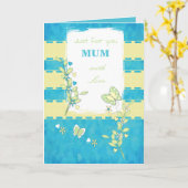 Mama grün und blau mit Schmetterlingen Gruß Karte (Gelbe Blume)