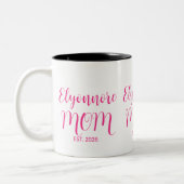 Mama gründete Pink Script Name Zweifarbige Tasse (Links)