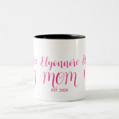 Mama gründete Pink Script Name Zweifarbige Tasse (Mittel)