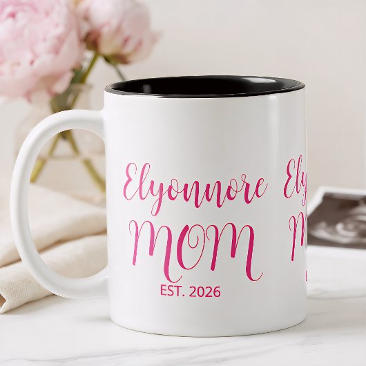 Mama gründete Pink Script Name Zweifarbige Tasse