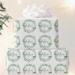 Mama Grüne Foliage Wreath Muttertag Geschenkpapier