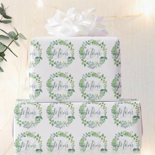 Mama Grüne Foliage Wreath Muttertag Geschenkpapier