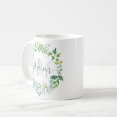 Mama Grüne Wasserfarben Foliage Wreath Kaffeetasse (Vorderseite Links)