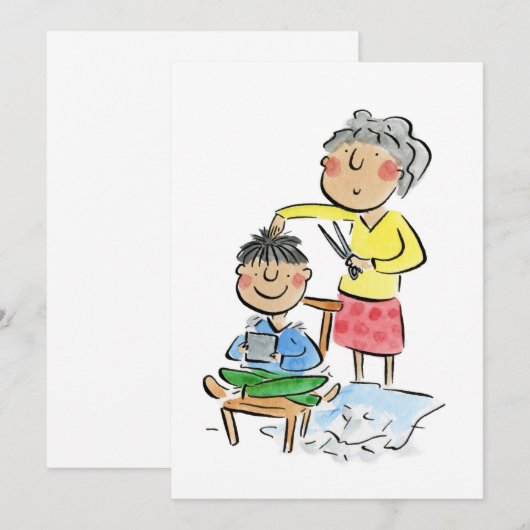 Mama-Haarschnitt Einladung (Vorne/Hinten)