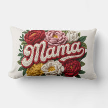 "Mama" Häkelkissen mit Blumenmuster – Muttertag –