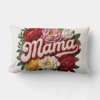"Mama" Häkelkissen mit Blumenmuster – Muttertag –  Lendenkissen