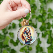 Mama hält Baby leuchten zart umarmt Kunst Schlüsselanhänger (Hand)