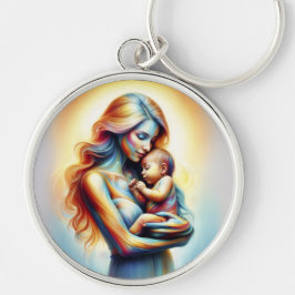 Mama hält Baby leuchten zart umarmt Kunst Schlüsselanhänger