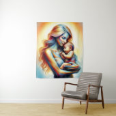 Mama hält Baby leuchten zart umarmt Kunst Wandteppich (Beispiel)