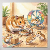 Mama Hamster und Babys Kinderzimmer Poster (Vorne)