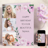Mama Happy Birthday 3 Foto Pink Floral Karte