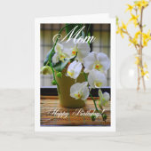 Mama, Happy Birthday, White Orchids Card Karte (Gelbe Blume)