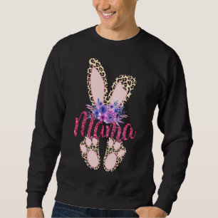 Mama Happy Ostertag 2022 Leopard Bunny Rabbit Gi Sweatshirt