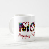Mama Happy Valentine Niedlich Hearts Typografie Kaffeetasse (Vorderseite Links)