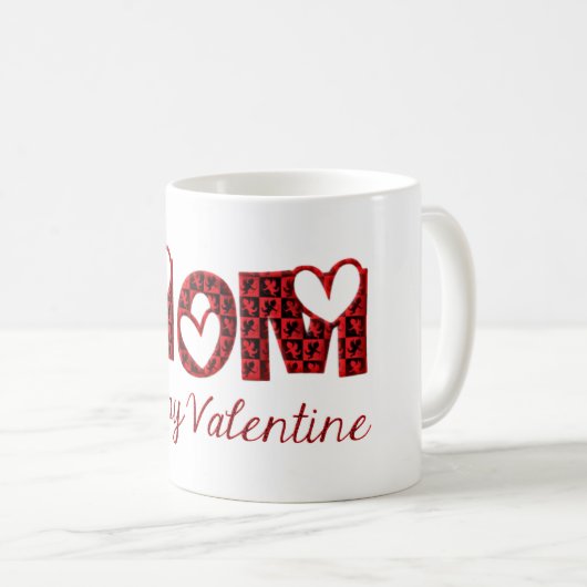 Mama Happy Valentine Niedliche Kupiden Typografie Kaffeetasse (VorderseiteRechts)
